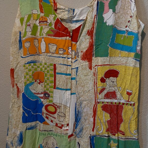 Jams World Bon Appetit Artsy Colorful Rayon Dress Size Large‎ - Picture 6 of 6